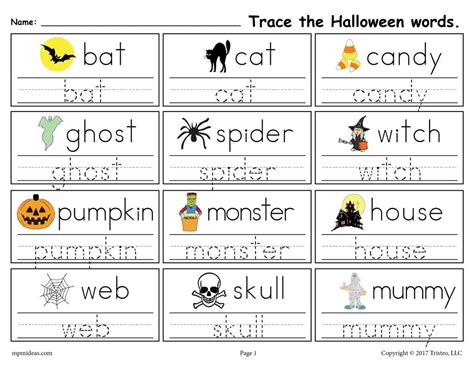 Free Printable Halloween Words Handwriting And Tracing Worksheet