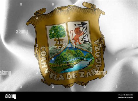 3d Illustration Flag Of Coahuila Is A Region Of Mexico Waving On The