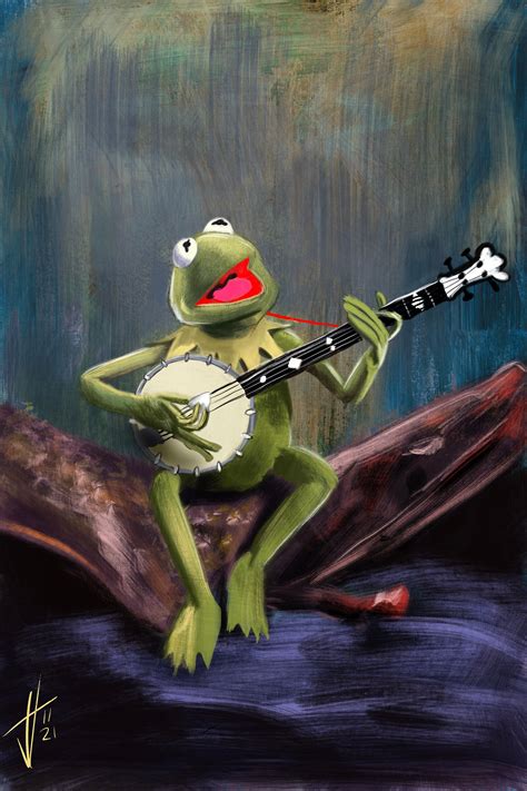 Kermit T Frog Portrait Print The Muppets Etsy Uk
