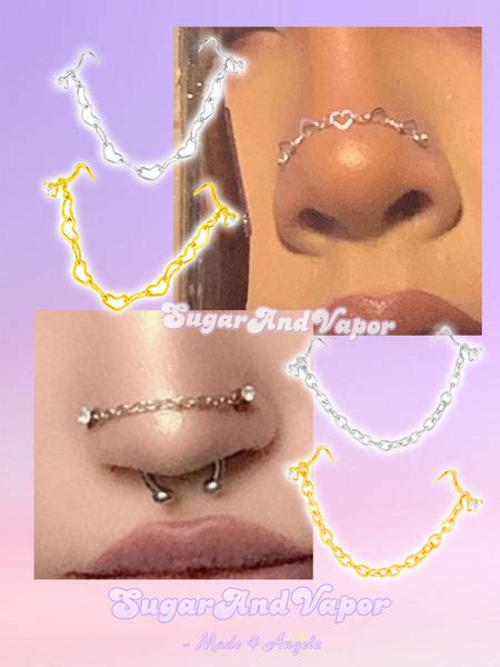 Aesthetic Nostril Chain Handmade Custom Nose Piercing Chain Sugarandvapor