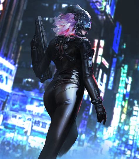 Artwork Science Fiction Cyberpunk Science Fiction Women Bow Hd