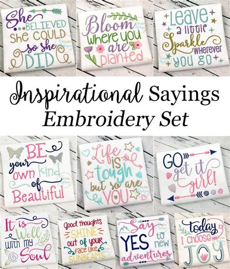 Best embroidery quotes selected by thousands of our users! Inspirational Sayings Embroidery Set | Embroidery designs, Embroidery, Hand embroidery designs