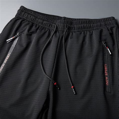 Cheap Summer Breathable Mesh Black Sweatpants Men Joggers Sportswear Baggy Trousers Male Casual