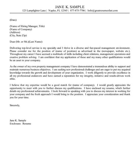 In your letter, reference your most relevant or exceptional qualifications to help employers see why you're a great fit for the role. Resume Example: Property Management Cover Letter Examples ...