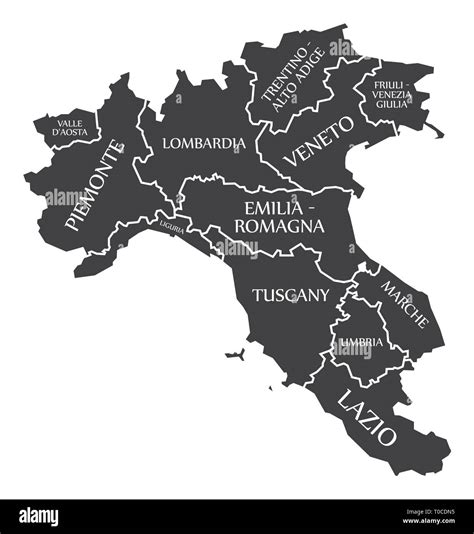 Northern Regions Of Italy Map Stock Vector Image And Art Alamy