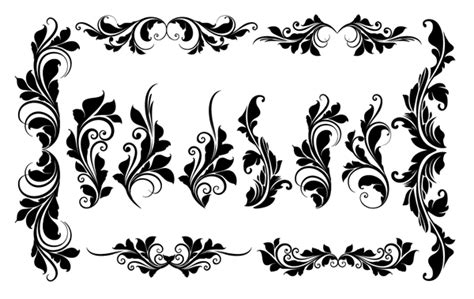 Vintage Floral Ornament Vector Clip Art Library