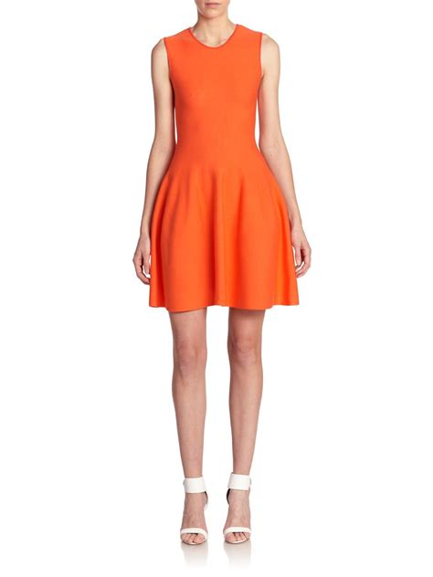 Rvn Knit Fit And Flare Dress In Orange Lyst