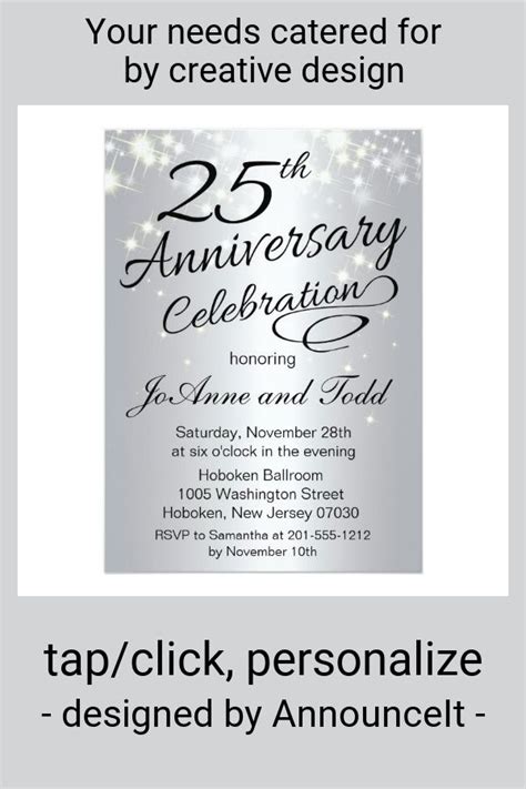 25th Anniversary Invitation Zazzle Anniversary Invitations 25th