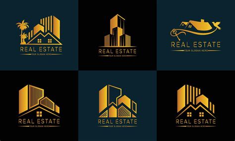 modelo de logotipo imobiliário com emblemas premium de estilo criativo