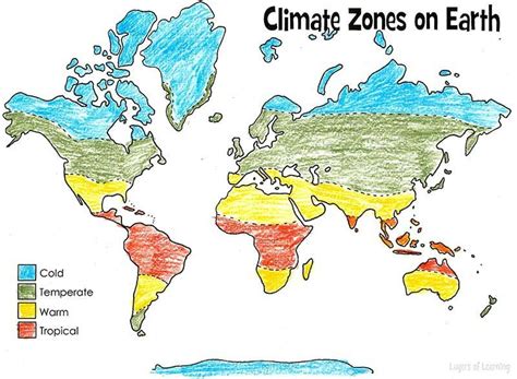 Climate Color A Printable Map Of The Four Major Climate Zones On Earth