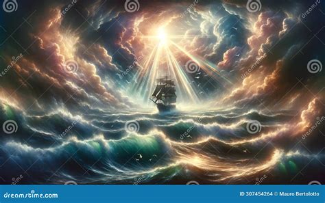 Beacon of Hope in the Heart of the Storm Stock Illustration