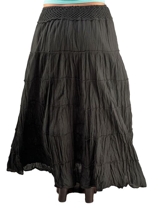 Black Gypsy Skirts Cotton Tiered Skirts Boho Skirts Etsy