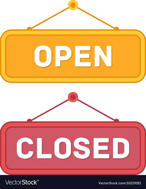 Open And Closed Door Signs Board Royalty Free Vector Image