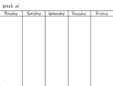 5 Day Work Calendar Template Printable Blank Calendar Template