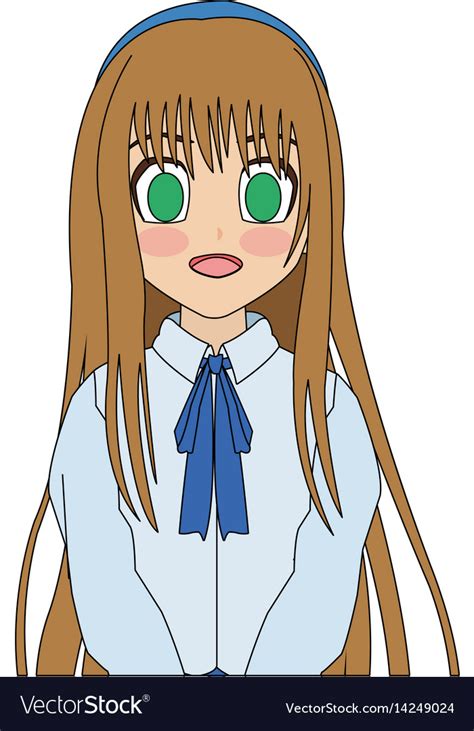Cute Anime Or Manga Girl Icon Image Royalty Free Vector
