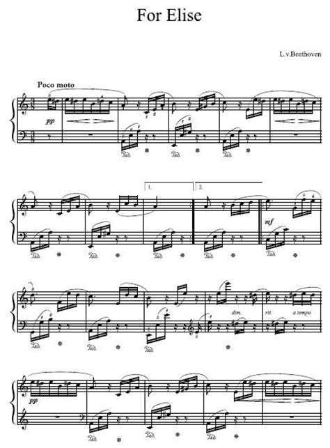 fur elise sheet  piano full song click     fur elise piano sheet