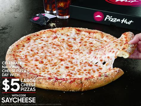Order online now at www.pizzahut.co.za or on our app, or vie mr d or uber eats. Pizza Hut Is Offering $5 Large Cheese Pizzas For 1 Day Only!