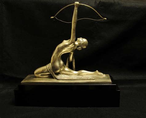 French Art Deco Bronze Diana Archer Statue Bourraine Ebay