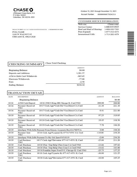 Chase Bank Statement Template Chase Total Checking Mbcvirtual In Statement Template