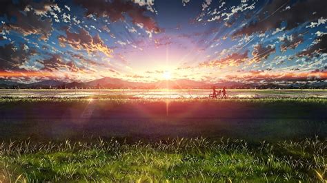 Anime Beautiful Sunrise Landscape Sky Clouds Scenery 4k 111 Wallpaper