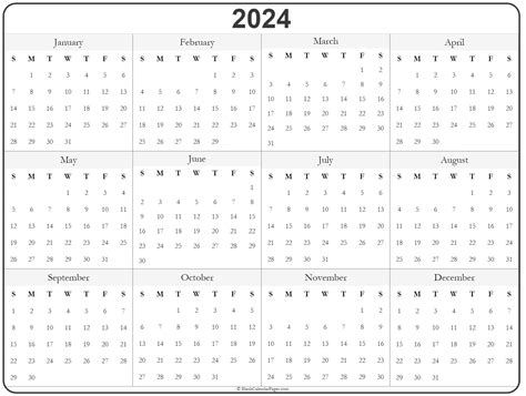 2024 Yearly Calendar In Excel Pdf And Word 2024 Calendar Pdf Word