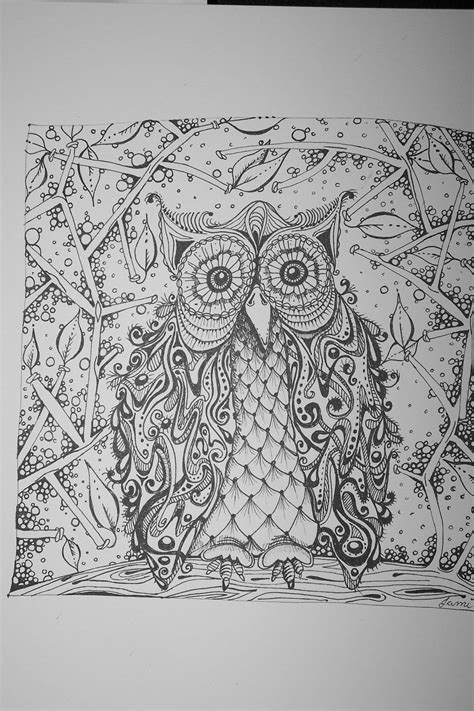 Zentangle Owl Coloring Pages