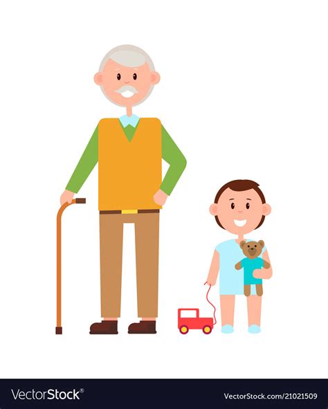 Grandfather Grandson Banner Royalty Free Vector Image