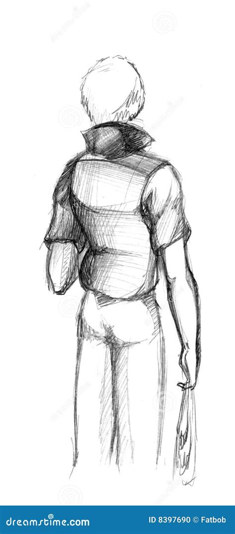 Man Standing Back View Drawing