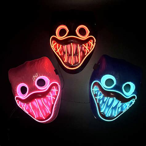 Wholesale Dark Blue Scary Halloween Mask Led Light Up Mask Cosplay