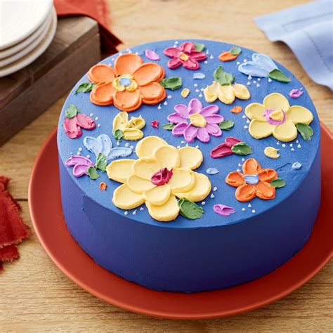 Easy Painted Buttercream Flower Cake Recipe Cake Decorating Savoury Cake Pretty Birthday Cakes