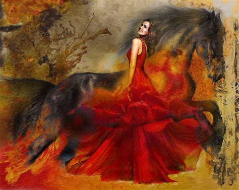 Red Dress Digital Painting By David Smith