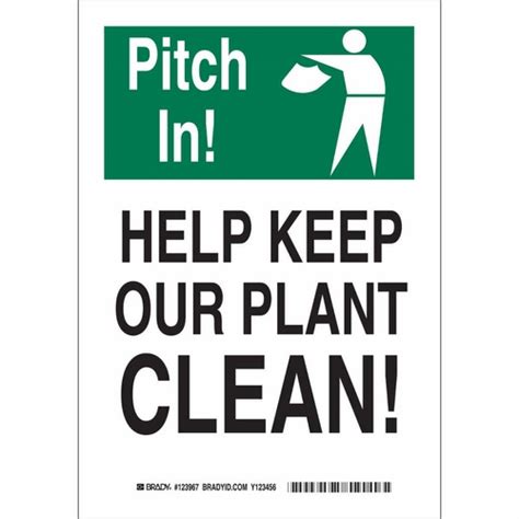 Buy Brady 123966 Pitch In Help Keep Our Plant Clean Sign Mega Depot