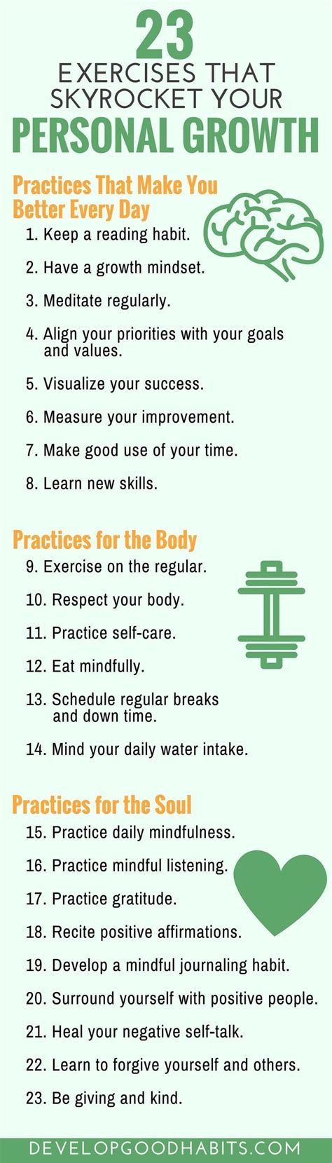 Daily Self Improvement Infographic Personal Growth Exercises For