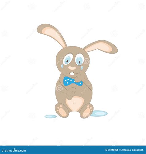 Rabbit Cartoon On White Crying Stock Vector Illustration Of Tears Eyes 99240296