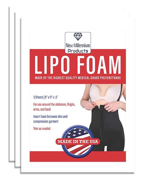 New Millennium 3 Pack Premium Lipo Foam Sheets For Post Surgery Lipo
