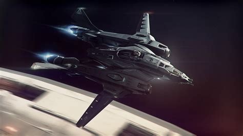Black Jet Fighter Science Fiction Spaceship Star Citizen Video