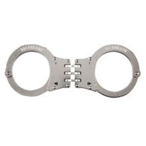 Asp black tactical hinge handcuffs. Hiatt 3154-H Lightweight Steloy Hinge Handcuff (Nickel)