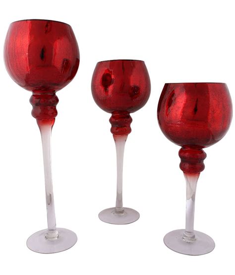 Tadia Red Glass Candle Holders Set Of 3 Buy Tadia Red Glass Candle Holders Set Of 3