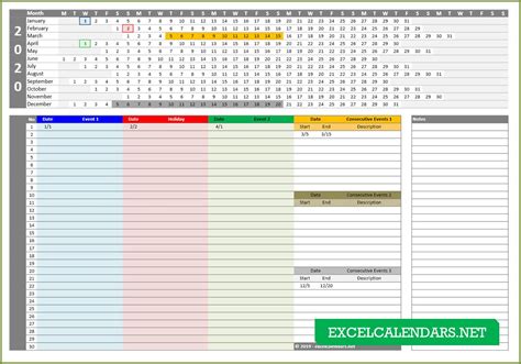 Yearly Calendar Templates For Year 2019 2020 2021 2022