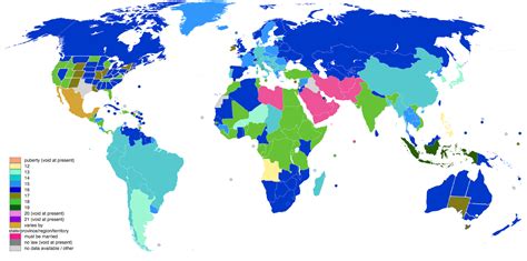 Age Of Consent For Countries And States Of The Us And Australia 2016 1600 X 795 Mapporn