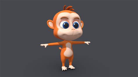 Asset Cartoons Animal Monkey Rig 3d Buy Royalty Free 3d Model