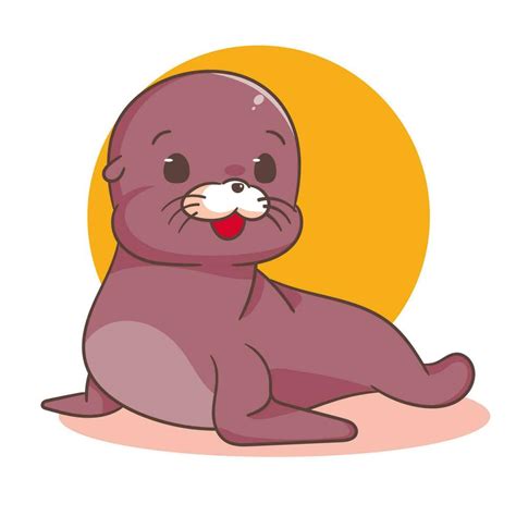 Cute Sea Lion Cartoon Vector Adorable Animal Character Concept Design