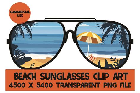 Beach Sunglasses Palm Trees Clip Art Graphic By Sunandmoon Creative Fabrica