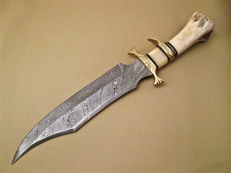 Amazing Damascus Bowie Knife Custom Handmade Damascus Steel