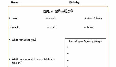 getting to know you worksheets for elementary students