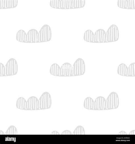 Child Cute Baby Doodle Clouds Seamless Pattern In Scandinavian Style
