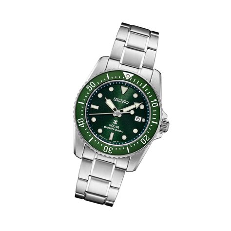 Seiko 38mm Prospex Green Dial Solar Dive Watch Sne583