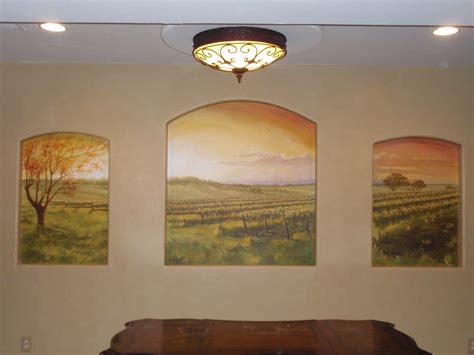 Tuscan Vineyard Sunset Mural Landscape Walls Landscape Paintings
