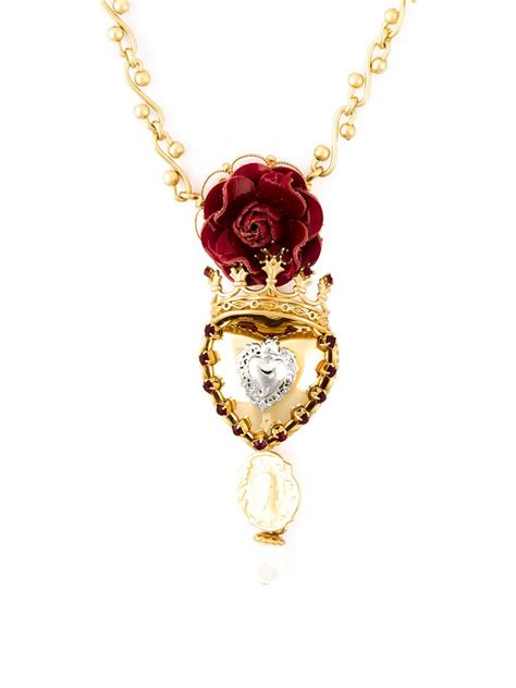 Lyst Dolce And Gabbana Sacred Heart Pendant Necklace In Metallic