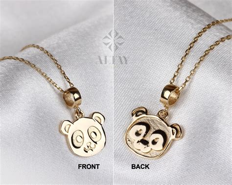 14k Gold Panda Necklace Gold Panda Bear Pendant Panda Face Etsy